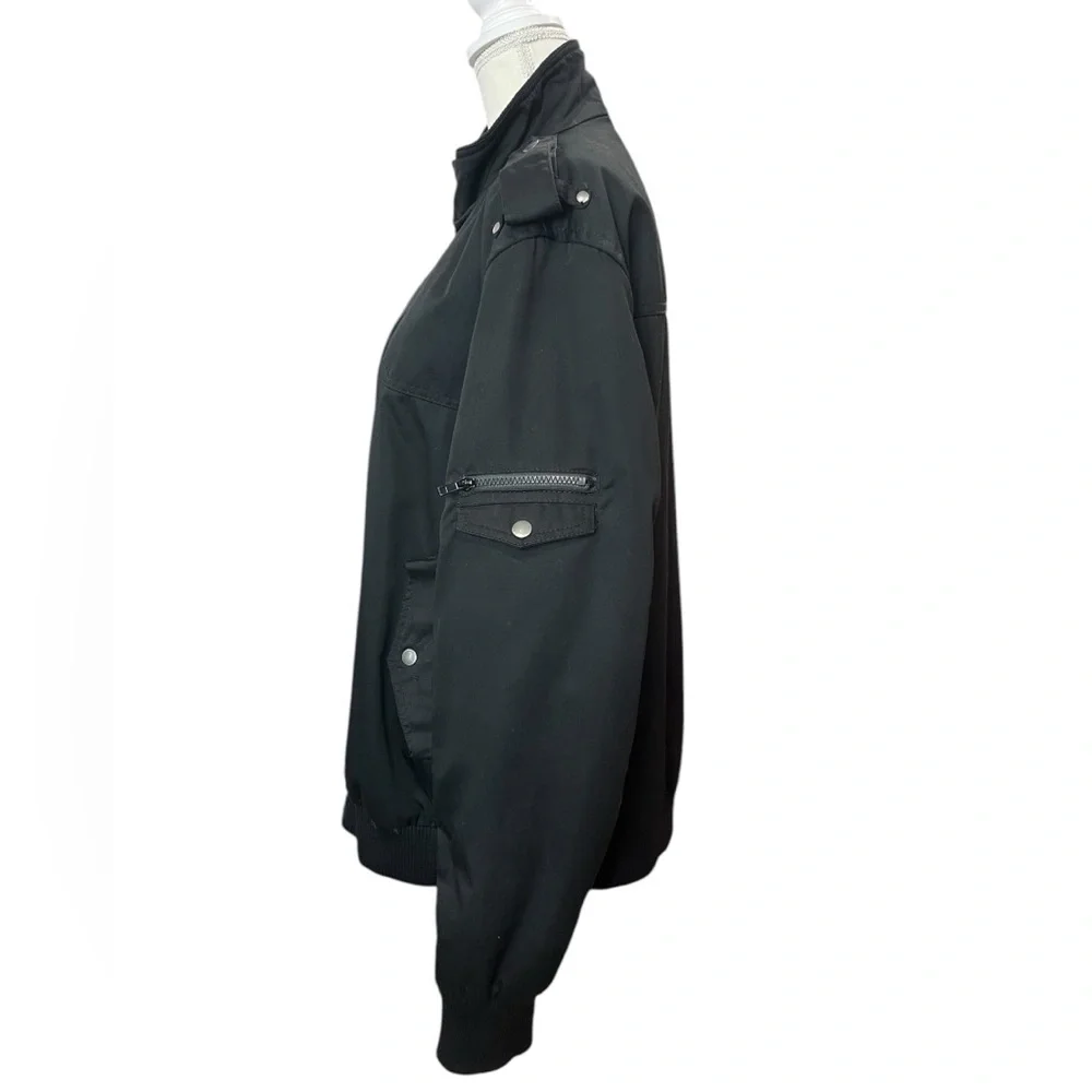 H&M Black Utility Bomber Jacket Men’s 46R Quilted Zip Military Style